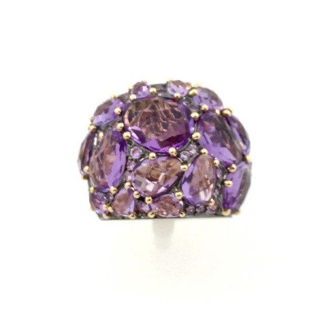 Anello Mimì Cocktail in Oro, Ametista e Zaffiri - A324R8AZ