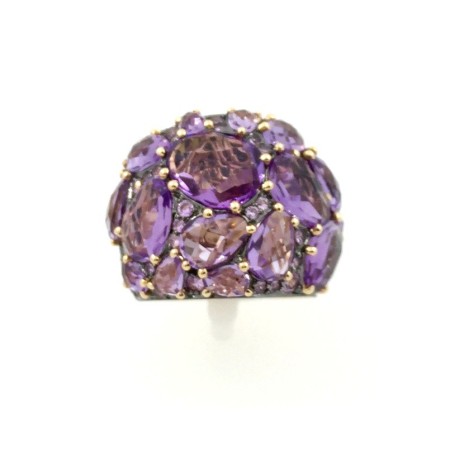 Mimì Cocktail gold ring whit  Ametist and Sapphire - A324R8AZ