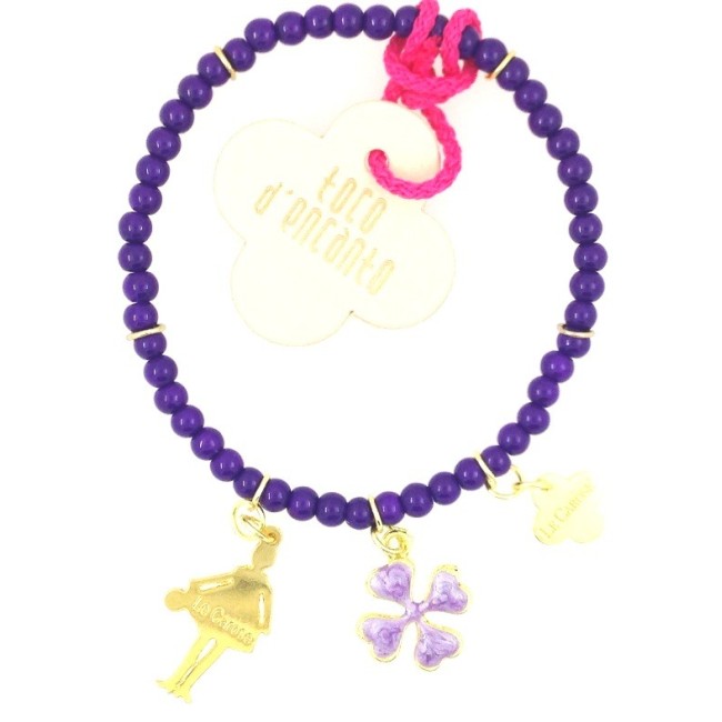 Bracciale bambola Le Carose perline viola