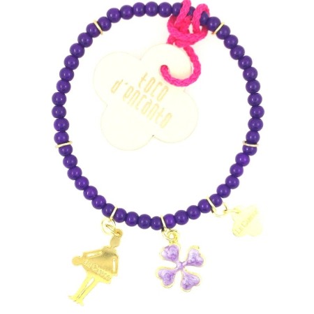 Bracciale bambola Le Carose perline viola