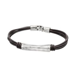 Ein Armband-de50 Mann mit Leder und Silber Metall-In-Tube