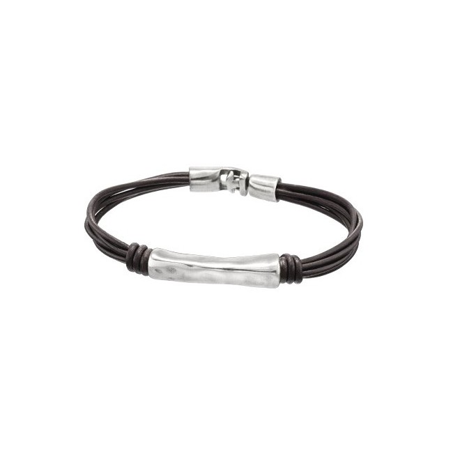 Ein Armband-de50 Mann mit Leder und Silber Metall-In-Tube