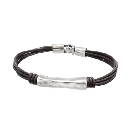 Bracciale Uno-de50 uomo con pelle e metallo argentato - In a Tube