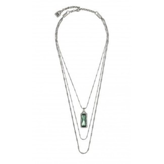 Collana multifilo Uno de50 in metallo argentato e cristallo verde