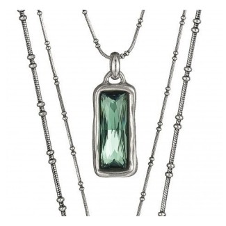 Aurora Borealis necklace Uno de50 in silver metal and crystal green  2
