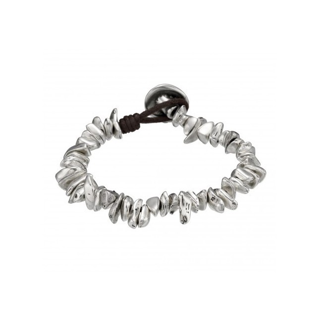 Bracciale Uno de50 sassi in metallo argentato e cuoio - Perez