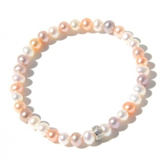 Bracciale Mimì elastica con perle piccole muticolor e argento 2