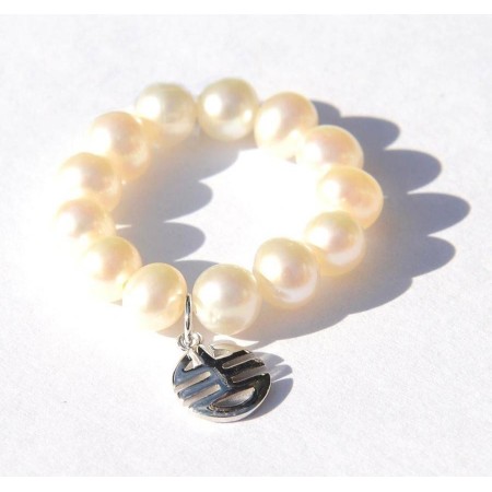 Anello Mimì perle bianche e charms Ogni bene in oro bianco - A023LB