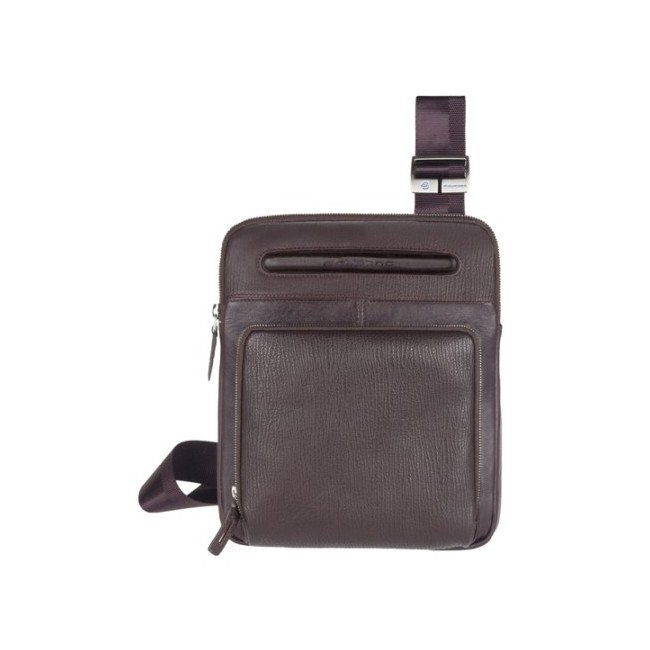 Flat leather shoulder bag Brown-Ca1358w55/TM