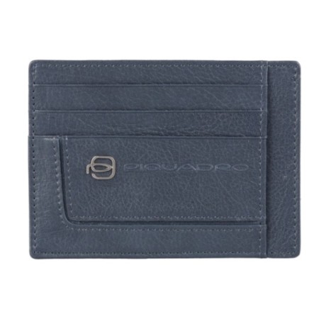 Bustina porta carte di credito in pelle linea Vibe blu grigio