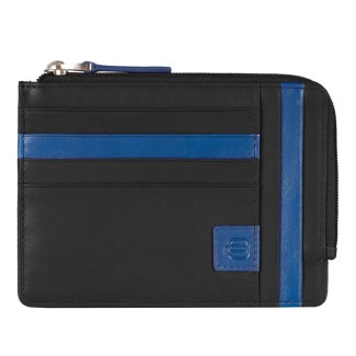 Leather zipper coin pouch black - PU1243OK/N