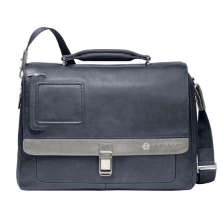 Messenger espandibile porta computer e porta iPad Vibe in pelle blu grigia - CA1744VI/BGR