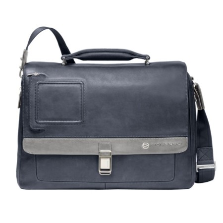Erweiterbar Messenger Tasche Computer Port und Tür iPad Leder grau blau Vibe-CA1744VI/BGR