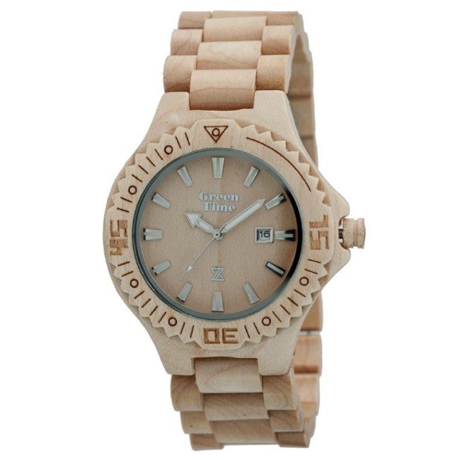 Watch Green Time by Zzero in natural maple wood - ZW001B