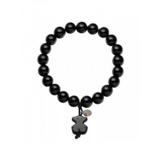 Perle Armband Tous Schwarz Achat und Silber Farbe mit Teddybär