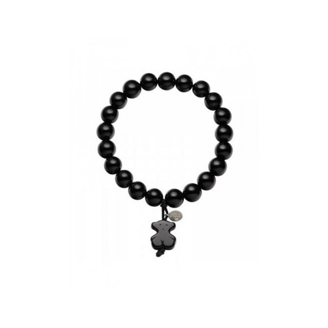 Bracelet Tous color black made in agate and silver with teddy bear