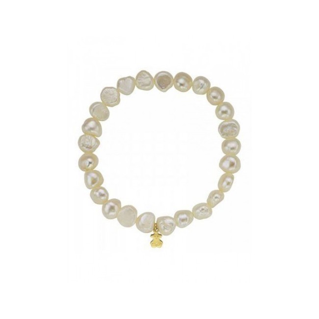 Bracciale Tous perle barocche bianche con orsetto