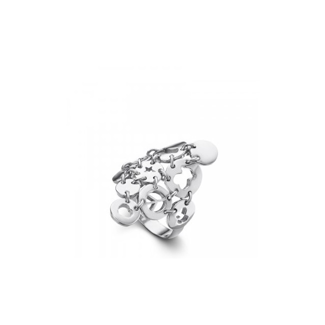 Tous Ring Confeti with symbols silver