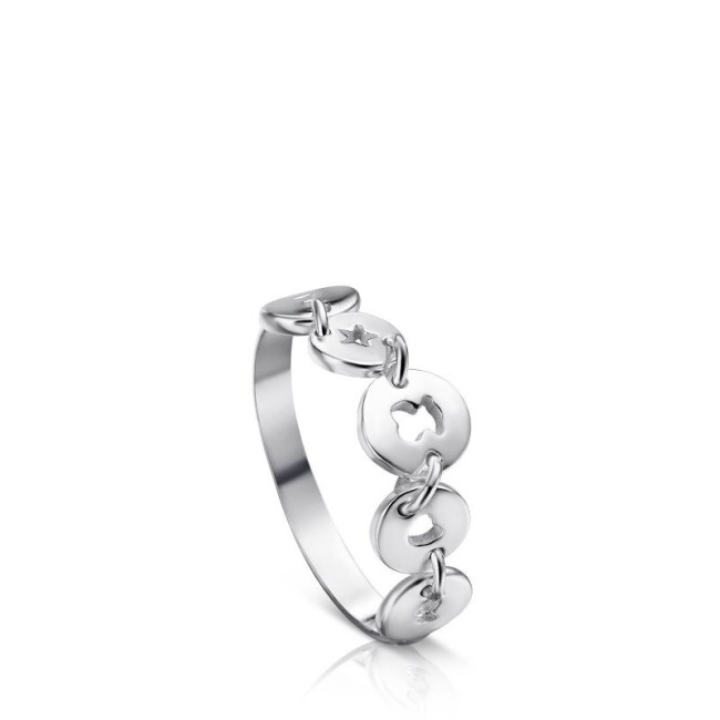 Tous Ring Confeti with symbols silver