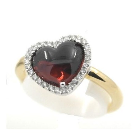 Anello Mimì Juliet in Oro con Granato a cuore e Diamanti - A305C8TB