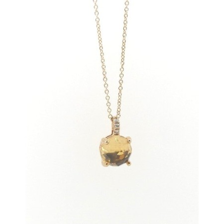 Mimi necklace Happy line in gold rosè with Citrine and Diamond cognac color