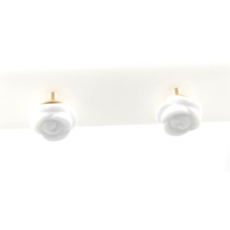 Mimi earrings line Grace in gold rosè with rose in white agate