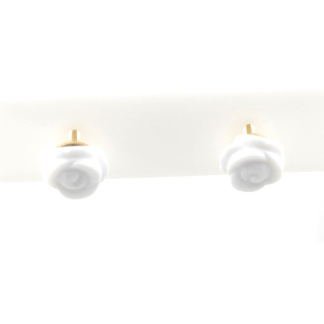 Mimi earrings line Grace in gold rosè with rose in white agate