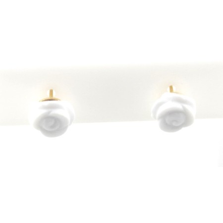 Mimi earrings line Grace in gold rosè with rose in white agate