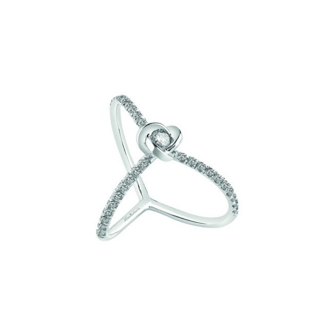 Salvini Bud Ring Weissgold mit drei brillanten Linien