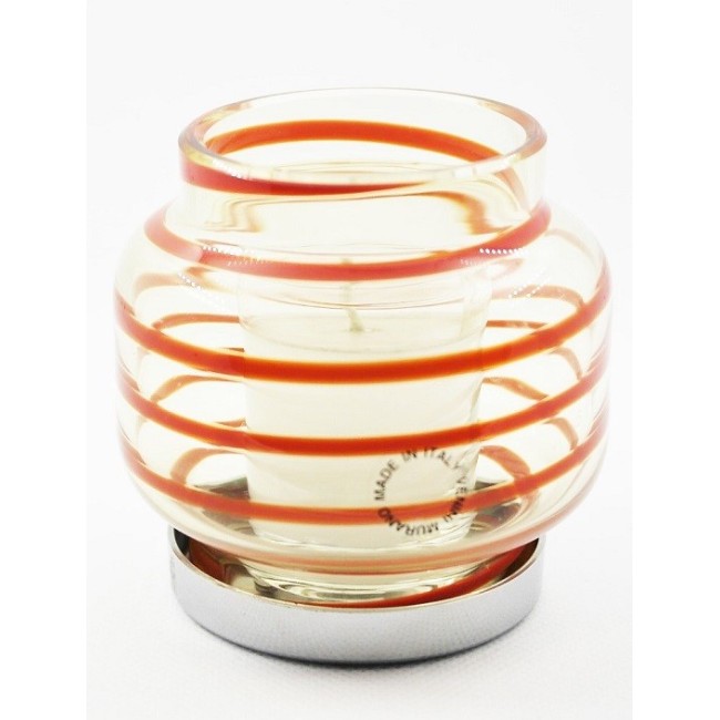 Venini-Kerze-Halter und rot transparent eingestellt