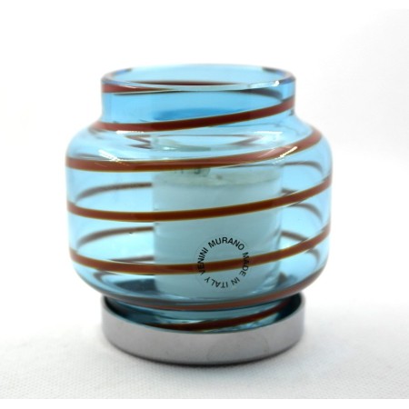 Venini candlestick color turquoise and red, piece out of production