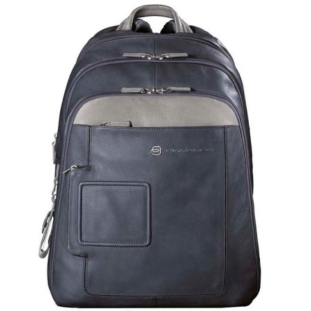 Blue leather computer backpack-piquadro CA1813VI/BGR