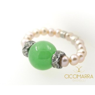 Mimi grün jade Perlen Ring-A023V3G