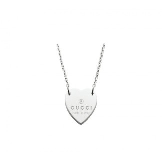 Gucci silver necklace heart pendant- YBB22351200100U