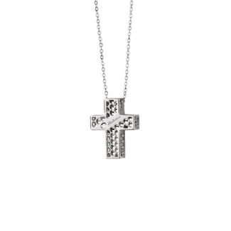 Salvini Necklace Golden Cage collection cross motif in white gold with diamond
