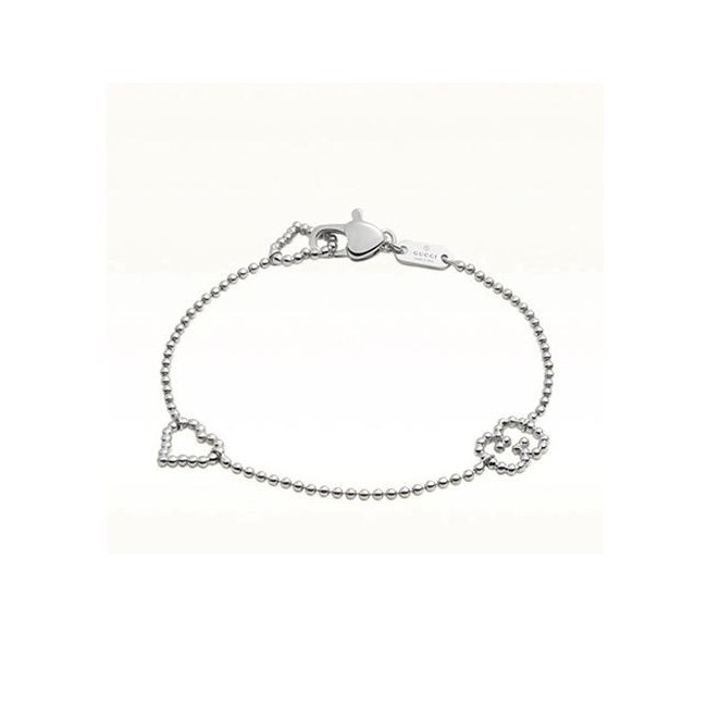 Bracciale Micro Boule Cuor e doppia G  argento Gucci