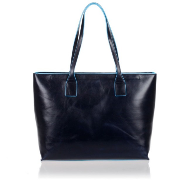 Piquadro leather shopping bag blue color - BD3336B2/BLUE2