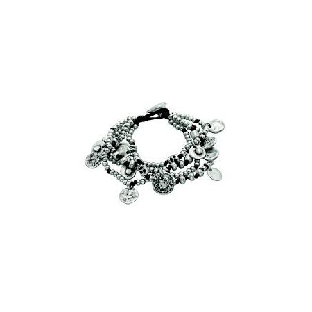 Mutifilo Armband One de50 mit Leder und Metall Perlen Waterfallita