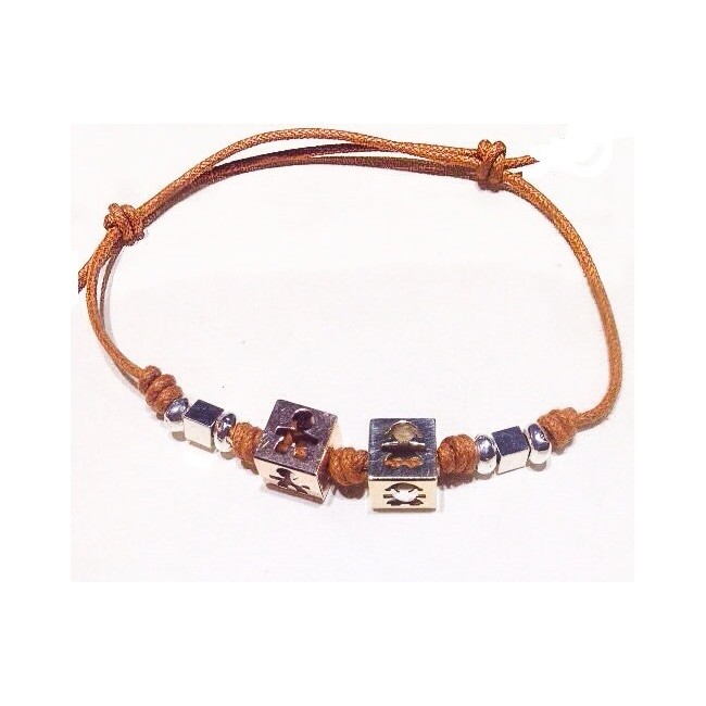 Le Bebè bracelet cord and dice male and female gold 9kt