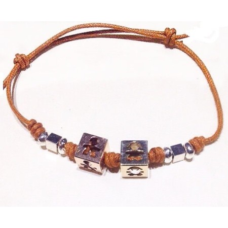 Le Bebè bracelet cord and dice male and female gold 9kt