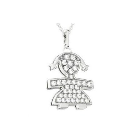Ciondolo Collana Le Bebè femminuccia oro bianco e diamanti grande