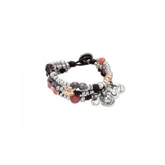 Armband Frühling Uno de50 in Metall und Leder mit Brille Perlen