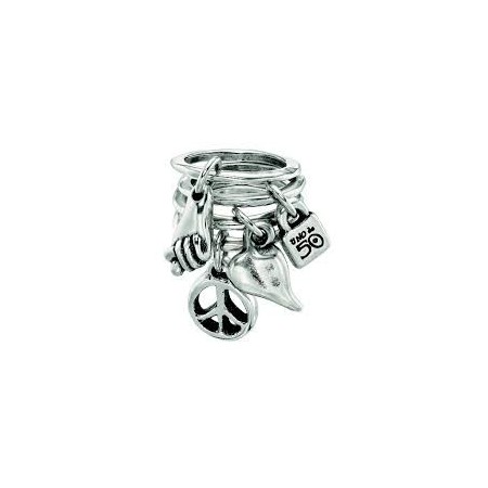 Anello donna Uno de50 Let's go for it!  in metallo bagnato argento e charms