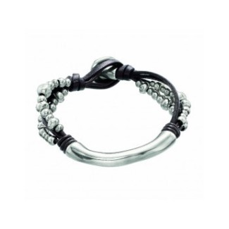 Uno de50 Bracelet UNISEX leather and silver metal