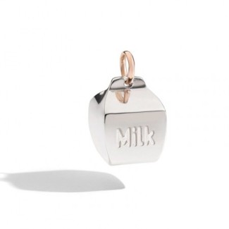 Rassel, Milch-Queriot Silber und Gold Anhänger 9kt-F14A03RMIL