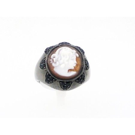 Italienisch Cameo Ring in Silber mit Gesicht Cameo Frau in Relief- A55