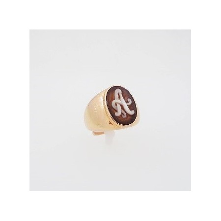 Anello Cameo Italiano in argento rosè con iniziale A - A51