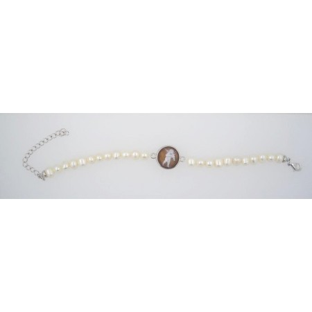 Bracciale perle Cameo Italiano in argento con cammeo angelo