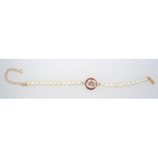Bracciale perle Cameo Italiano in argento rosè con cammeo fiore 2