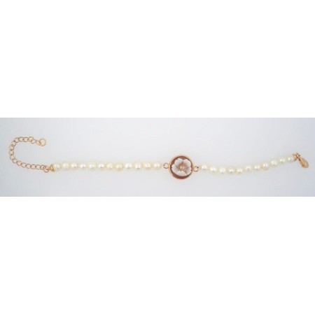 Bracciale perle Cameo Italiano in argento rosè con cammeo fiore
